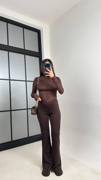 Kahve Kemerli Palazzo Tayt Pantolon GAUS-00958GAUSPANTOLONGAUS-00958