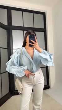 Mavi Fırfır Detaylı Vual Kumaş Gömlek GAUS-01288GAUSShirtGAUS-01288