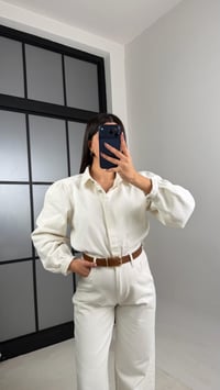 Ekru Kemerli Premium Denim Tulum GAUS-00673GAUSTULUMGAUS-00673