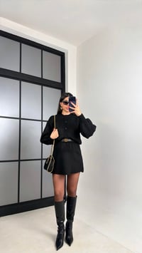 Siyah Hırka Beli Lastikli Etek İkili Triko Takım GAUS-00899GAUSSuitsGAUS-00899