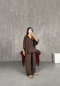 Acı Kahve Beli Lastikli Yelekli Tensel Takım Gaus00247GausTAKIMGU1001571