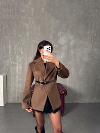 Antony Kahve MD Model Belden Kemer Detaylı Astarlı CeketGausCEKETGU00904294