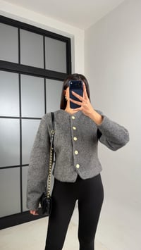 Antrasit Gold Düğmeli Belden Oturtma Kaşe Ceket GAUS-00849GAUSCEKETGAUS-00849