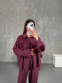 Bordo Kareli Keten Takım Gaus00194GausTAKIMGU1001451
