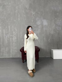 Rebeca Ekru Kuşaklı Triko ElbiseGausELBİSEGU100268