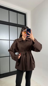 Acı Kahve Astarlı Kuşaklı Apolet Detaylı Trençkot GAUS-00978GAUSTRENÇKOTGAUS-00978