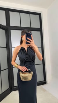 Füme Kolye Detaylı Premium Modal Kumaş Elbise GAUS-01367GAUSELBİSEGAUS-01367