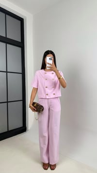 Pembe Önü Düğmeli Astarlı Yelek Cepli Pantolon İkili Keten Takım Gaus00670GausTAKIMGU1002547