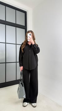 Siyah Gömlek Beli Lastikli Pantolon MD Muadil Selanik Kumaş Takım GAUS-00938GAUSTAKIMGAUS-00938