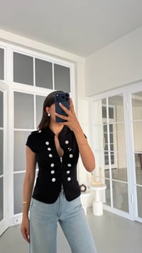 Siyah Apoletli Fermuarlı Modal Kumaş Yelek GAUS-01780GAUSYELEKGAUS-01780