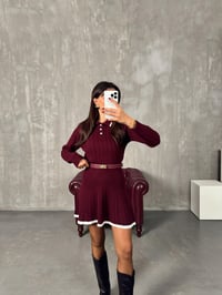 Picas Bordo Polo Yaka Triko Kazak Etek TakımGausTAKIMGU00903985
