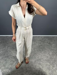 Tatissi Taş Kemer Bağlamalı V Yaka Keten TulumGausTULUMGU008409