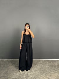 Blon Siyah İp Askılı  Crop Bluz Bol Paça Pantolon Zr Model İkili TakımGausTAKIMGU008593
