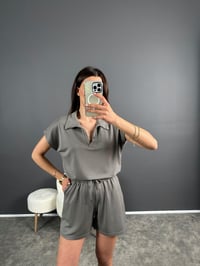 Açık Gri  Oysh Kumaş Şortlu İkili TakımGausTAKIMGU007930