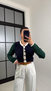 Lacivert Düğmeli Yumuşak Dokulu Tasarım Hırka GAUS-00694GAUSHIRKAGAUS-00694