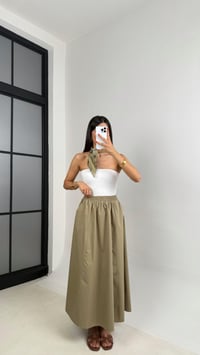 Yeşil Beli Lastikli Cepli Poplin Etek GAUS-0041GAUSETEKGAUS-0041