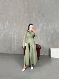 Ritmo Yeşil Ön Düğmeli Cepli Gabardin ElbiseGausELBİSEGU100934