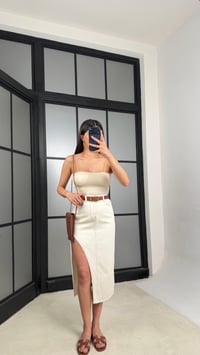 Kemik Yırtmaçlı Denim Etek GAUS-01314GAUSETEKGAUS-01314