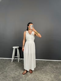 Viktoria Beyaz Örgü Detaylı Müslin Elbise GausELBİSEGU008188