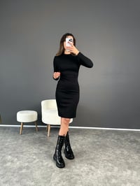 Siyah Vatkalı Modal Elbise GausELBİSEGU002596