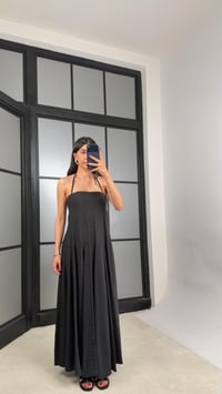 Siyah Boyundan Bağlamalı Tencel Elbise GAUS-01516GAUSELBİSEGAUS-01516