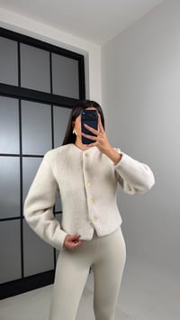 Krem Gold Düğmeli Belden Oturtma Kaşe Ceket GAUS-00849GAUSCEKETGAUS-00849