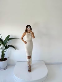 Bej Ajurlu Triko Elbise GausELBİSEGU001604
