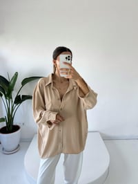 Bej Ayrobin Premium Oversize GömlekGausGÖMLEKGU001546