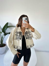 Bej Gabardin Nakışlı CeketGausCEKETGU001777