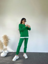 Benetton Yeşili Yumuşak Dokulu Bisiklet Yaka TakımGausTAKIMGU00626