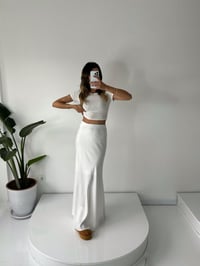 Beyaz Astarlı Maxi Saten Etek GausETEKGU002066