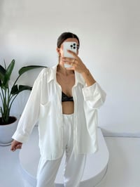 Beyaz Ayrobin  Premium Oversize Gömlek GausGÖMLEKGU001541