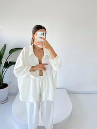 Beyaz Ayrobin  Premium Oversize Gömlek GausGÖMLEKGU001541