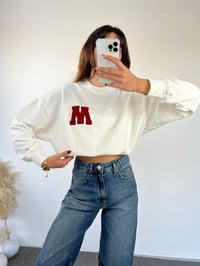 Beyaz M harfli Sweat GausSWEATSHIRTGU00662