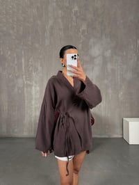 Acı Kahve Önden Bağlamalı Tensel Kimono Gaus00240GausCEKETGU1001560