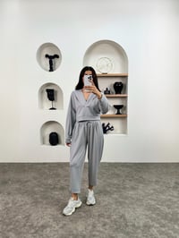 Nevia Gri Modal Kumaş Kapüşonlu Rahat İkili TakımGausTAKIMGU008953
