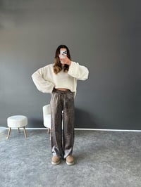 Leoparlı Parlak Beli Lastikli Pantolon GausPANTOLONGU002499