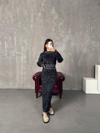 Fino Gri Leopar Desenli Triko Etekli TakımGausTAKIMGU00903957