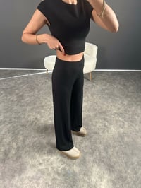 Siyah Fitilli Triko Pantolon GausPANTOLONGU004236