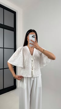 Beyaz Önü Bağlamalı Fisto Bluz Gaus00403GausBLUZGU1001943