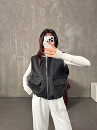 Exer Antrasit Fermuarlı Astarlı Kaşe YelekGausYELEKGU10037