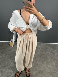 Funi Taş Beli İpli  Ayrobin Şalvar PantolonGausPANTOLONGU008631