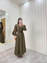 Haki Önü Düğmeli Fırfırlı Üst Beli Lastikli Astarlı Etek Vual İkili Takım Gaus00321GausTAKIMGU1001740