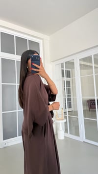 Kahve Yarasa Kol Çıtçıt Düğmeli Ceket Beli Lastikli Şalvar Pantolon İkili Modal Takım GAUS-01835GAUSSuitsGAUS-01835