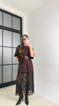 Acı Kahve Dantel Detaylı Modal Kumaş Elbise GAUS-01105GAUSDressesGAUS-01105