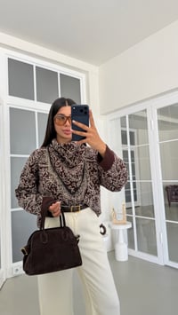 Kahve Çıkarabilir Fularlı Jakarlı Kazak GAUS-02063GAUS الكنزات GAUS-02063