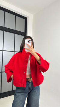 Kırmızı Cute MD Model Buklet Çıtçıt Düğmeli Ceket GAUS-00521GAUSCEKETGAUS-00521