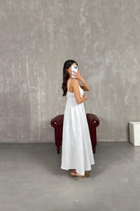 Beyaz Ayarlanabilir Askılı Yarım Astarlı Müslin Elbise Gaus00244GausELBİSEGU1001565