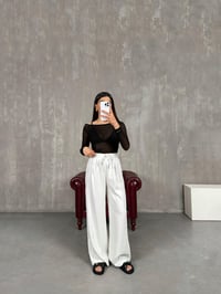 Beyaz Yüksek Bel İthal Kumaş Pantolon Gaus00271GausPANTOLONGU1001625