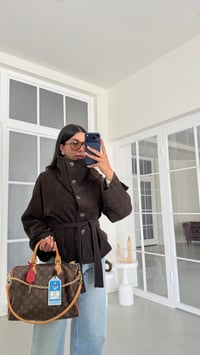 Kahve Kuşaklı Astarlı Dik Yaka Ceket GAUS-02175GAUSJacketsGAUS-02175
